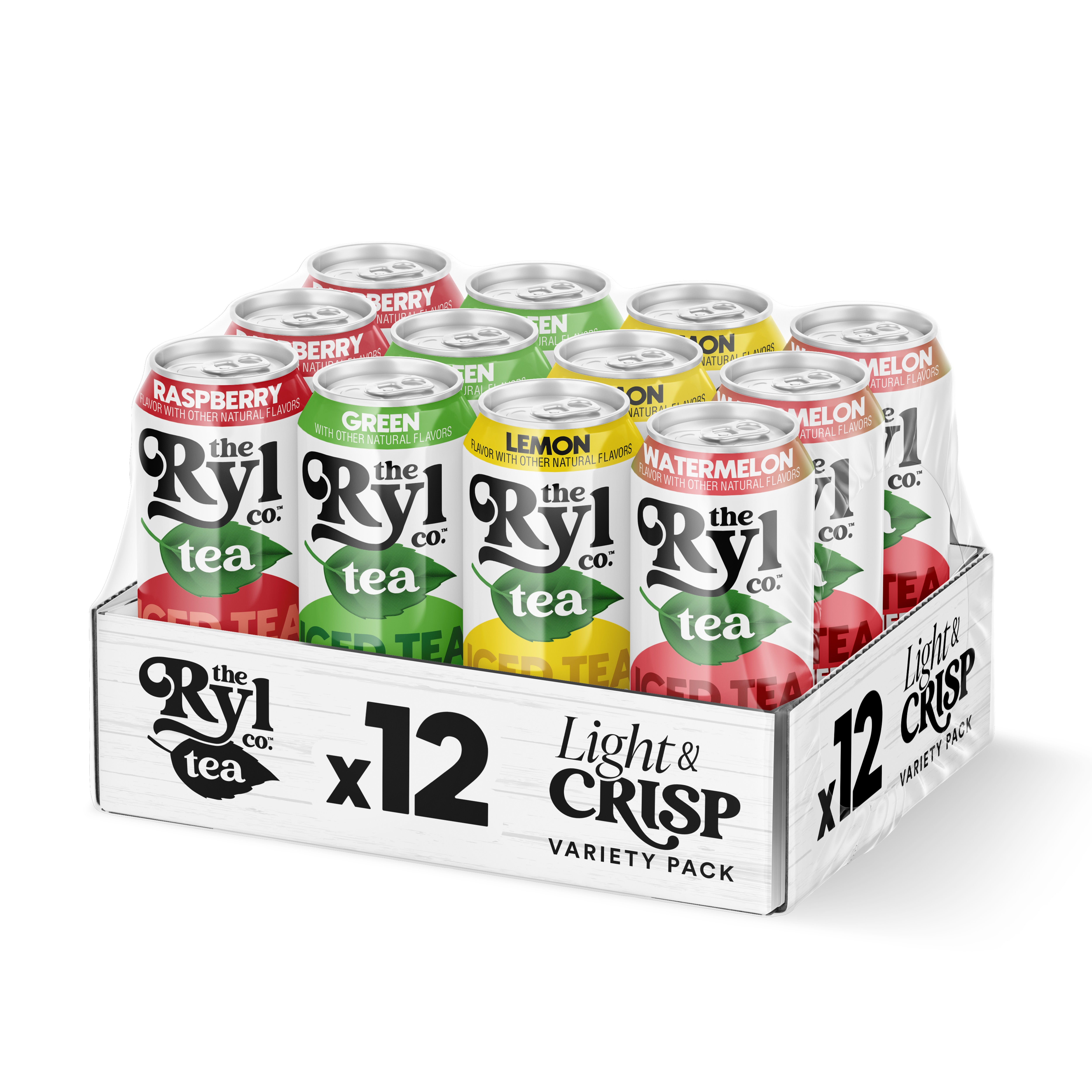Ryl Light & Crisp Iced Tea Variety Pack ( Watermelon / Raspberry / Lemon / Green)