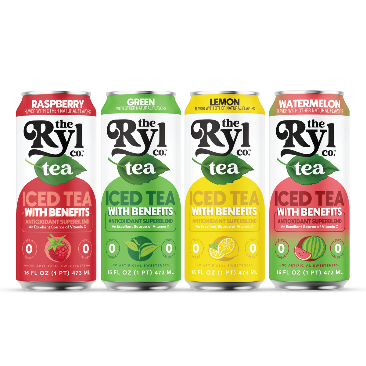 Ryl Light & Crisp Iced Tea Variety Pack ( Watermelon / Raspberry / Lemon / Green)