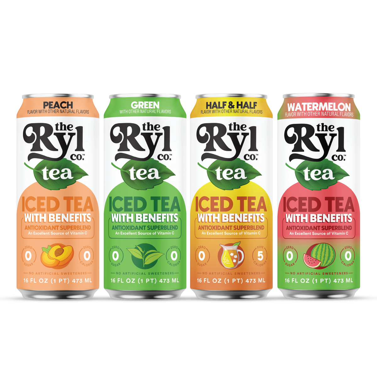 Ryl Iced Tea Backyard Variety Pack ( Watermelon / Half & Half / Peach / Green)