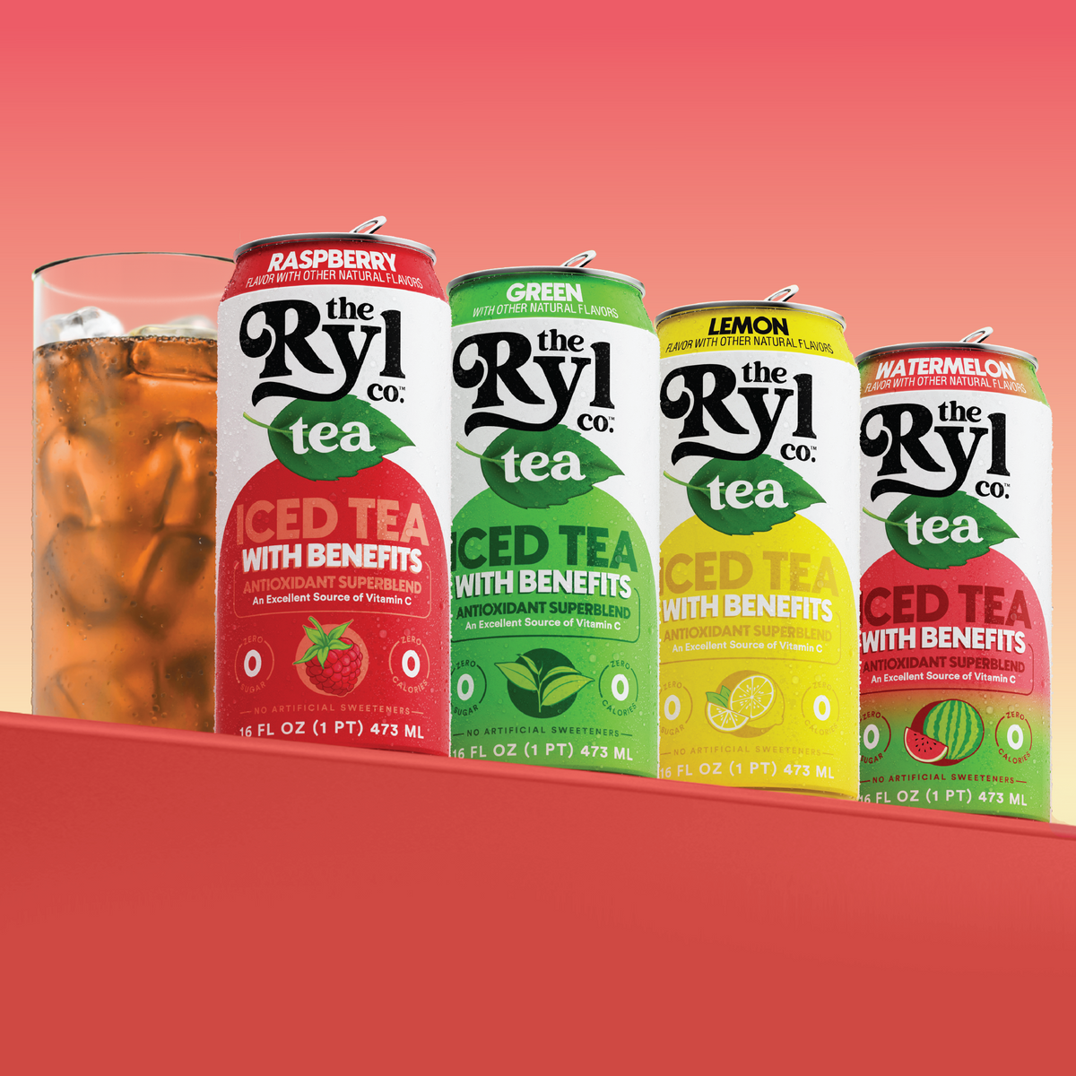 Ryl Light & Crisp Iced Tea Variety Pack ( Watermelon / Raspberry / Lemon / Green)