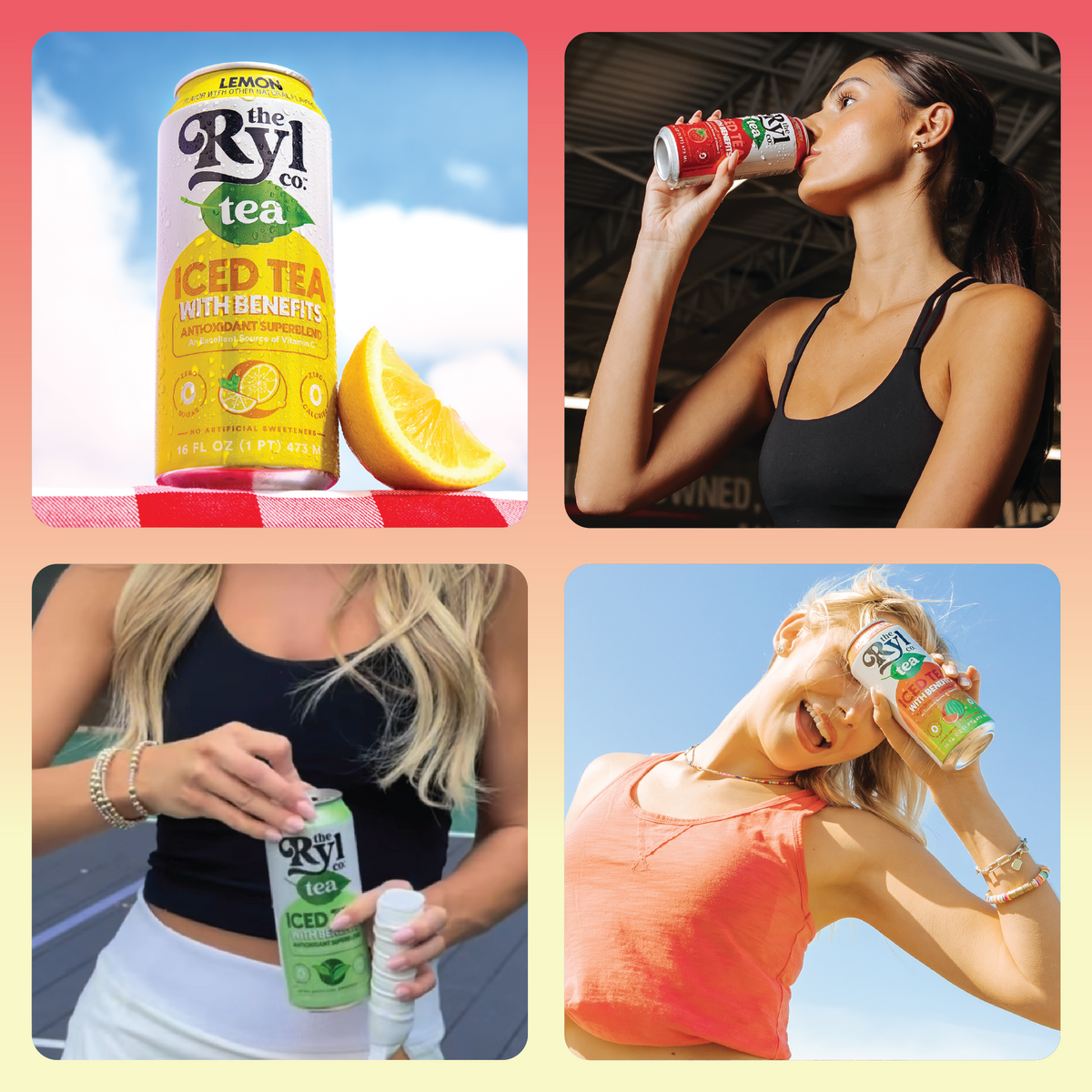 Ryl Light & Crisp Iced Tea Variety Pack ( Watermelon / Raspberry / Lemon / Green)