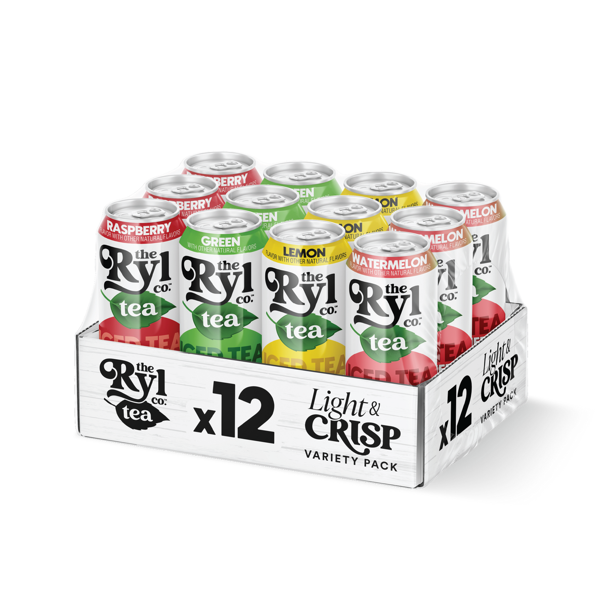 Ryl Light & Crisp Iced Tea Variety Pack ( Watermelon / Raspberry / Lemon / Green)