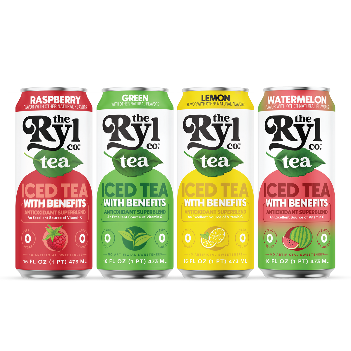 Ryl Light & Crisp Iced Tea Variety Pack ( Watermelon / Raspberry / Lemon / Green)