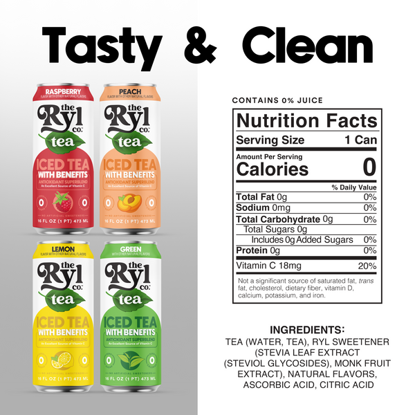 Ryl Variety Fruit Sampler Iced Tea (Peach, Raspberry, Lemon, Green Tea ...